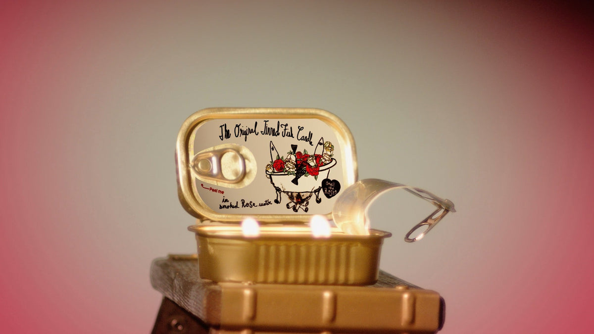 Tinned Fish Candle - Smoked Rose Water (Roses and Campfire Scented) - Knife Shift