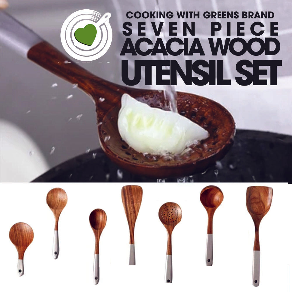 7 PIECE ACACIA WOOD UTENSIL SET (FREE SHIPPING) - Knife Shift