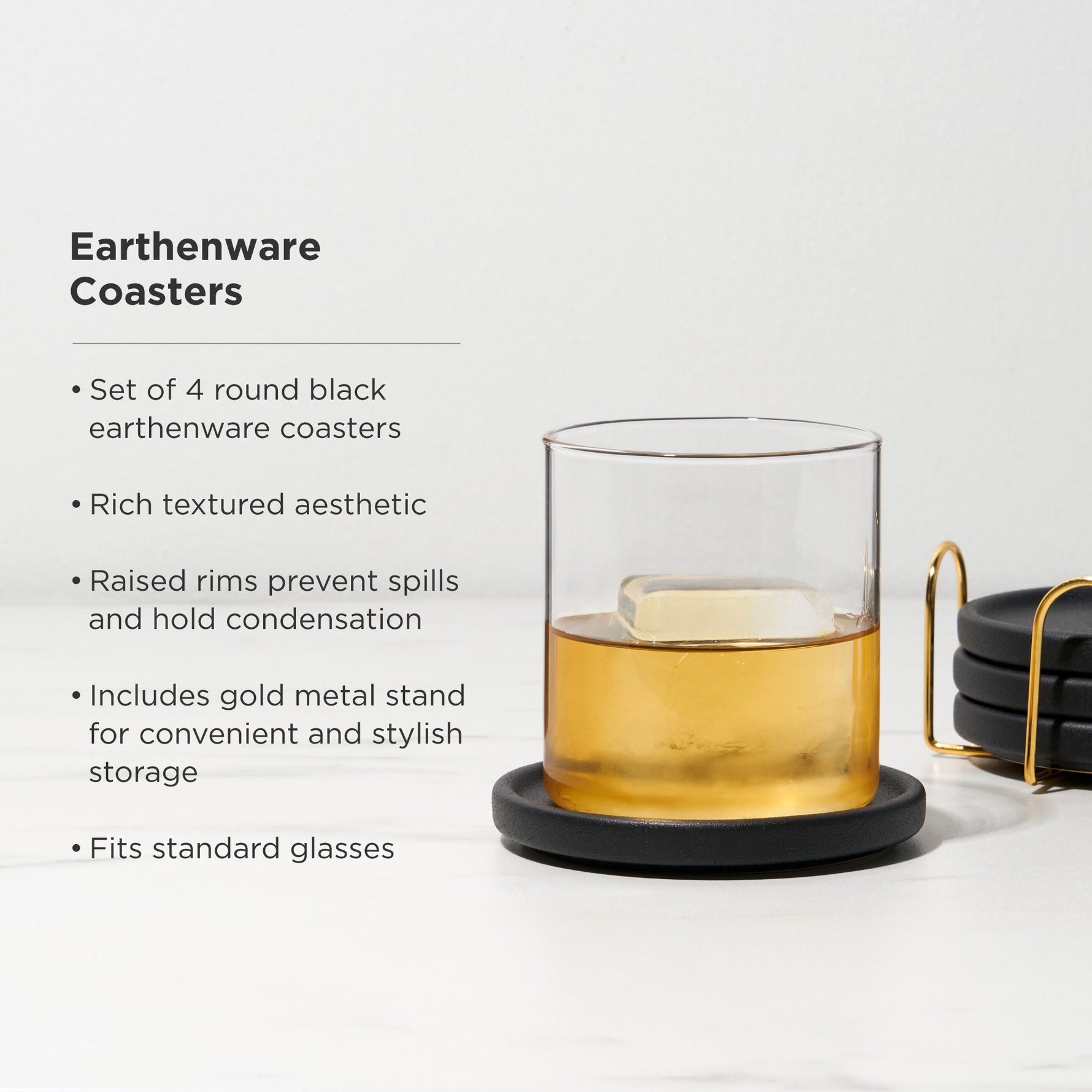 Earthenware Coasters with Stand Set of 4 - Knife Shift