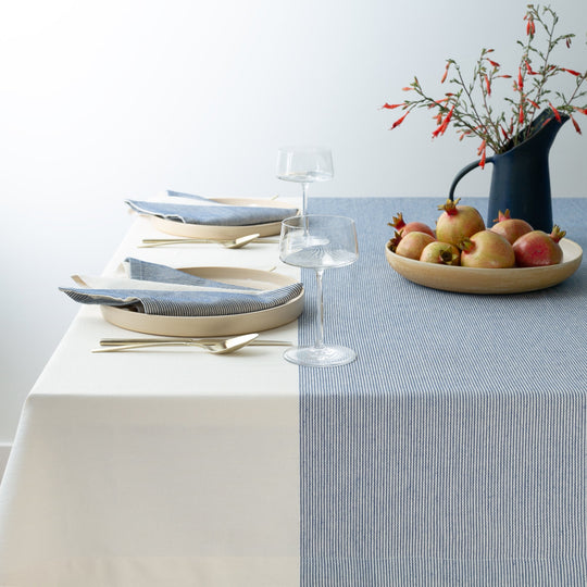 The Stripe Collection Tablecloth Natural & Elderberry - Knife Shift