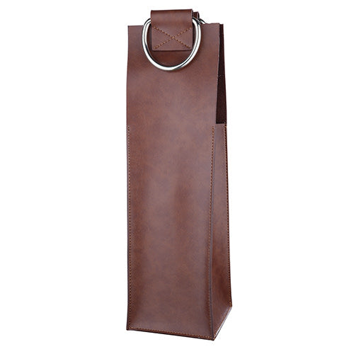 Faux Leather Single-Bottle Wine Tote - Knife Shift