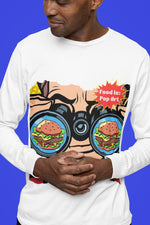 Eyes on Burger - Food Pop Art Long Sleeve Tee-Long-sleeve-gift ideas for foodies-Knife Shift