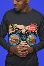 Eyes on Burger - Food Pop Art Long Sleeve Tee-Long-sleeve-gift ideas for foodies-Knife Shift