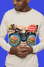 Eyes on Burger - Food Pop Art Long Sleeve Tee-Long-sleeve-gift ideas for foodies-Knife Shift