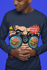 Eyes on Burger - Food Pop Art Long Sleeve Tee-Long-sleeve-gift ideas for foodies-Knife Shift