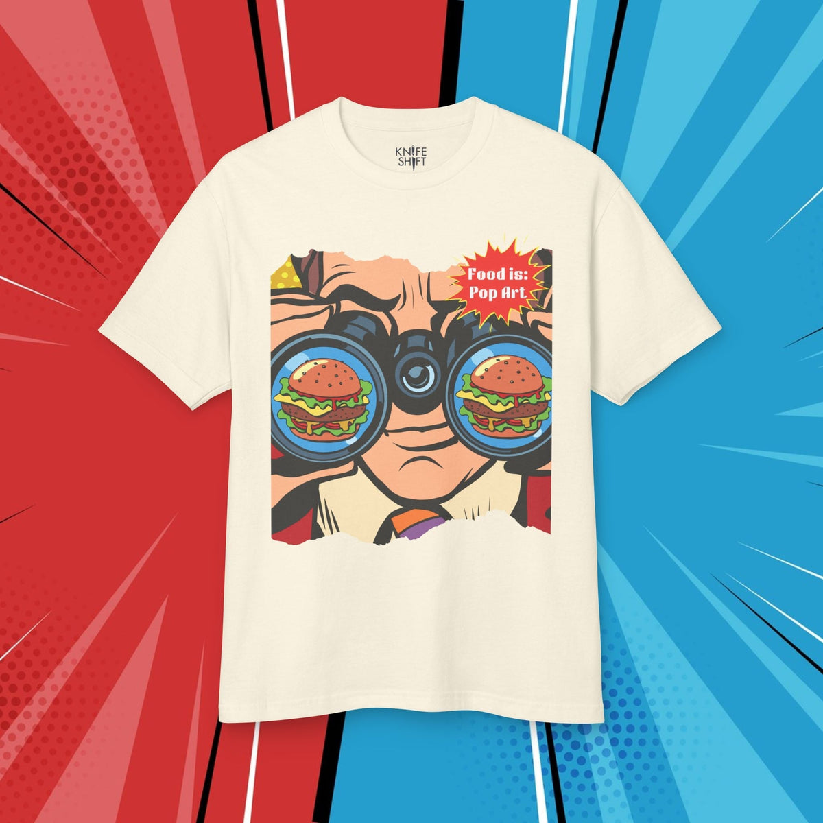 Eyes on Burger - Food Pop Art Unisex Tee-T-Shirt-gift ideas for foodies-Knife Shift