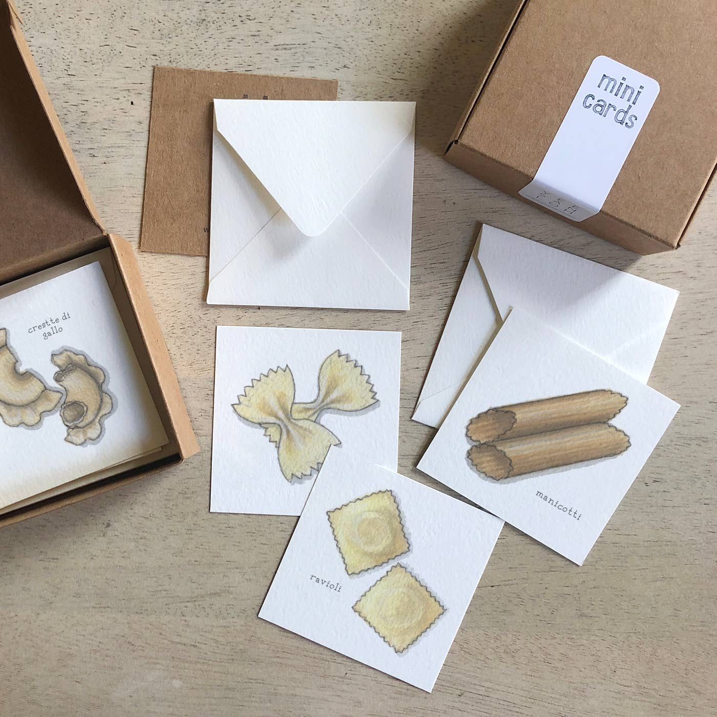 Mini Cards Set / Pasta . Types & Shapes - Knife Shift