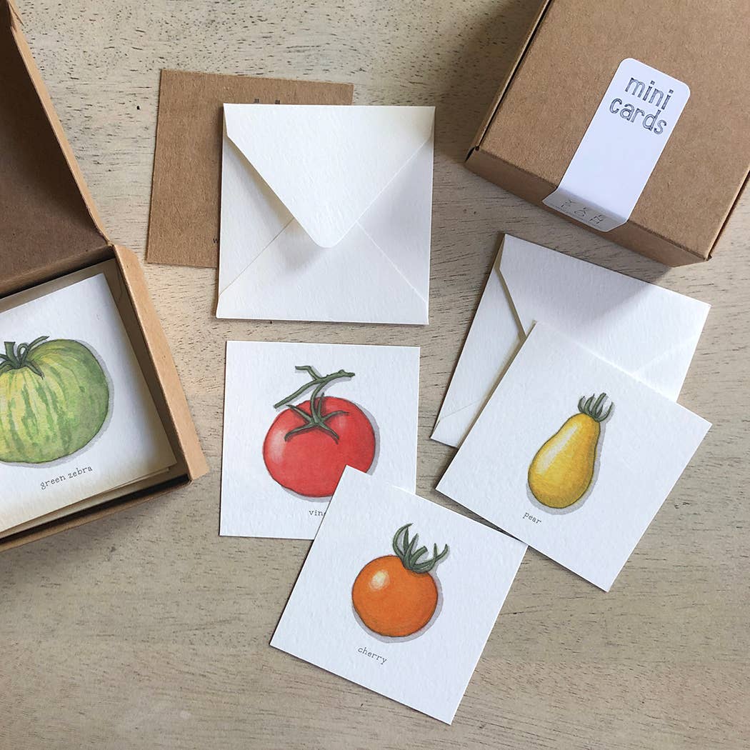 Mini Cards Set / Vegetables . Tomatoes - Knife Shift