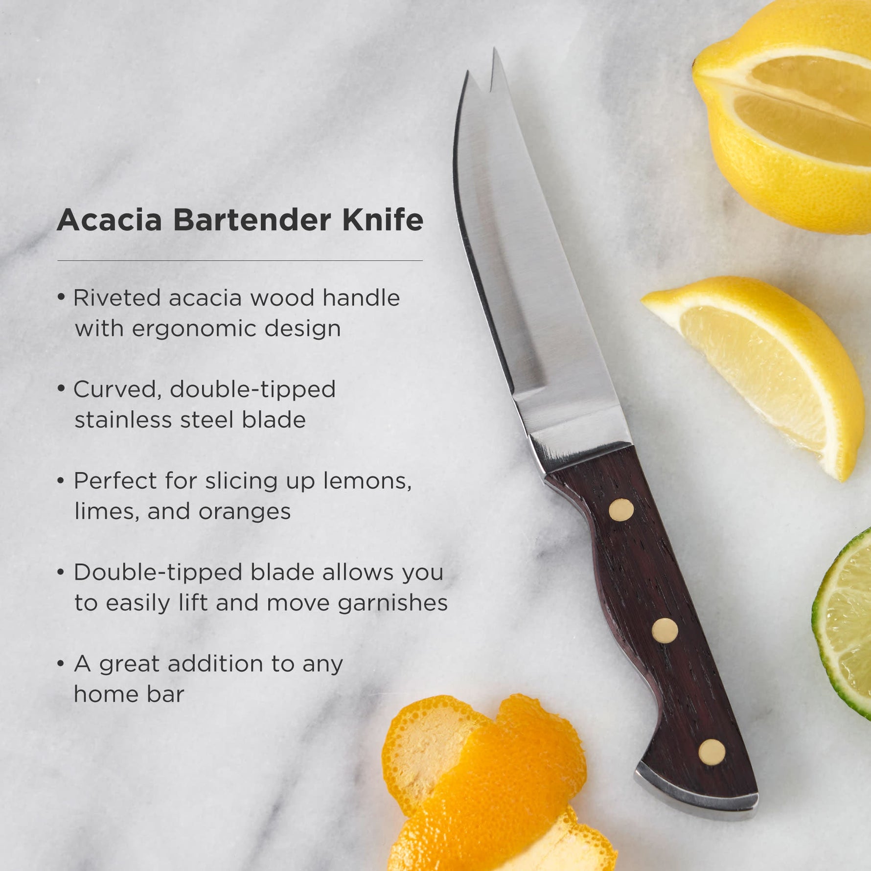 Professional Bartender Knife with Acacia Wood Handle - Knife Shift