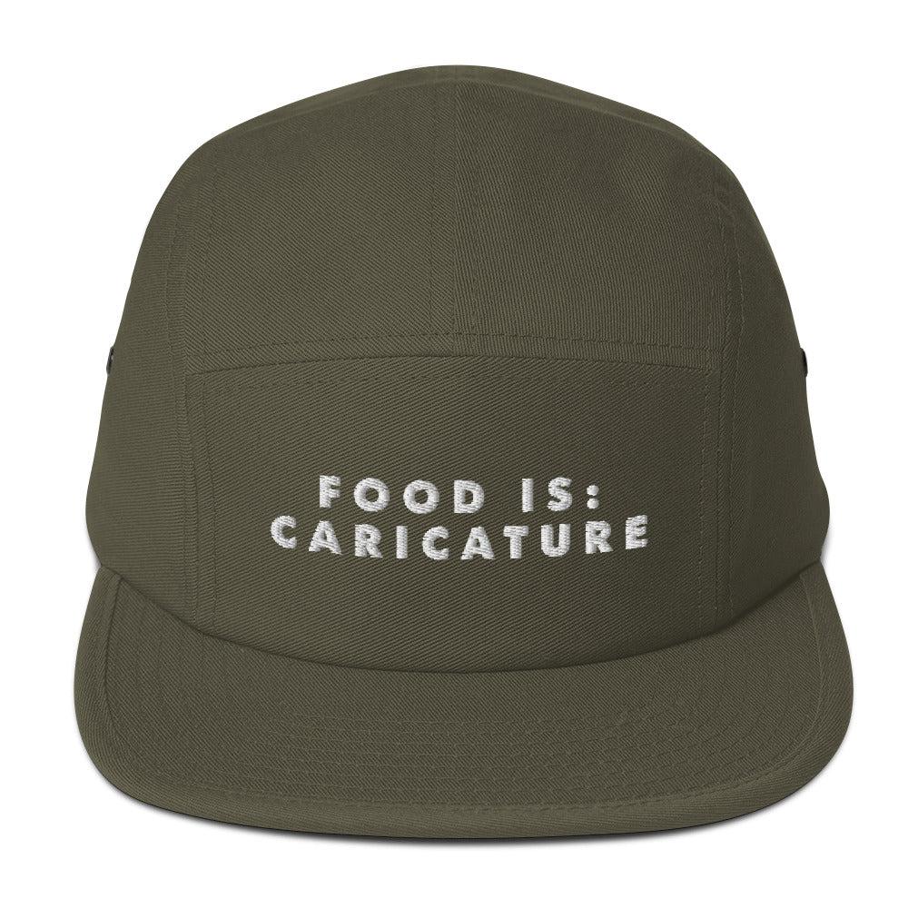 Food is: Caricature - Embroidered Five Panel Cap-Embroidered Hats-gift ideas for foodies-Knife Shift