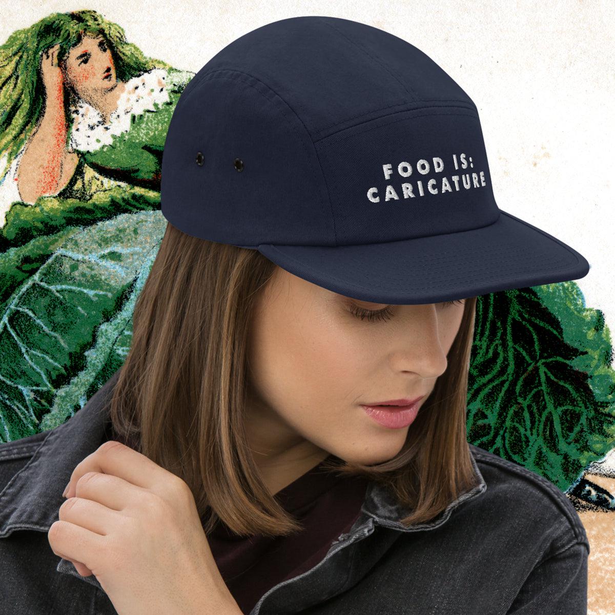 Food is: Caricature - Embroidered Five Panel Cap-Embroidered Hats-gift ideas for foodies-Knife Shift