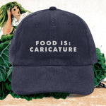 Food is: Caricature - Embroidered Vintage Corduroy Cap-Embroidered Hats-gift ideas for foodies-Knife Shift