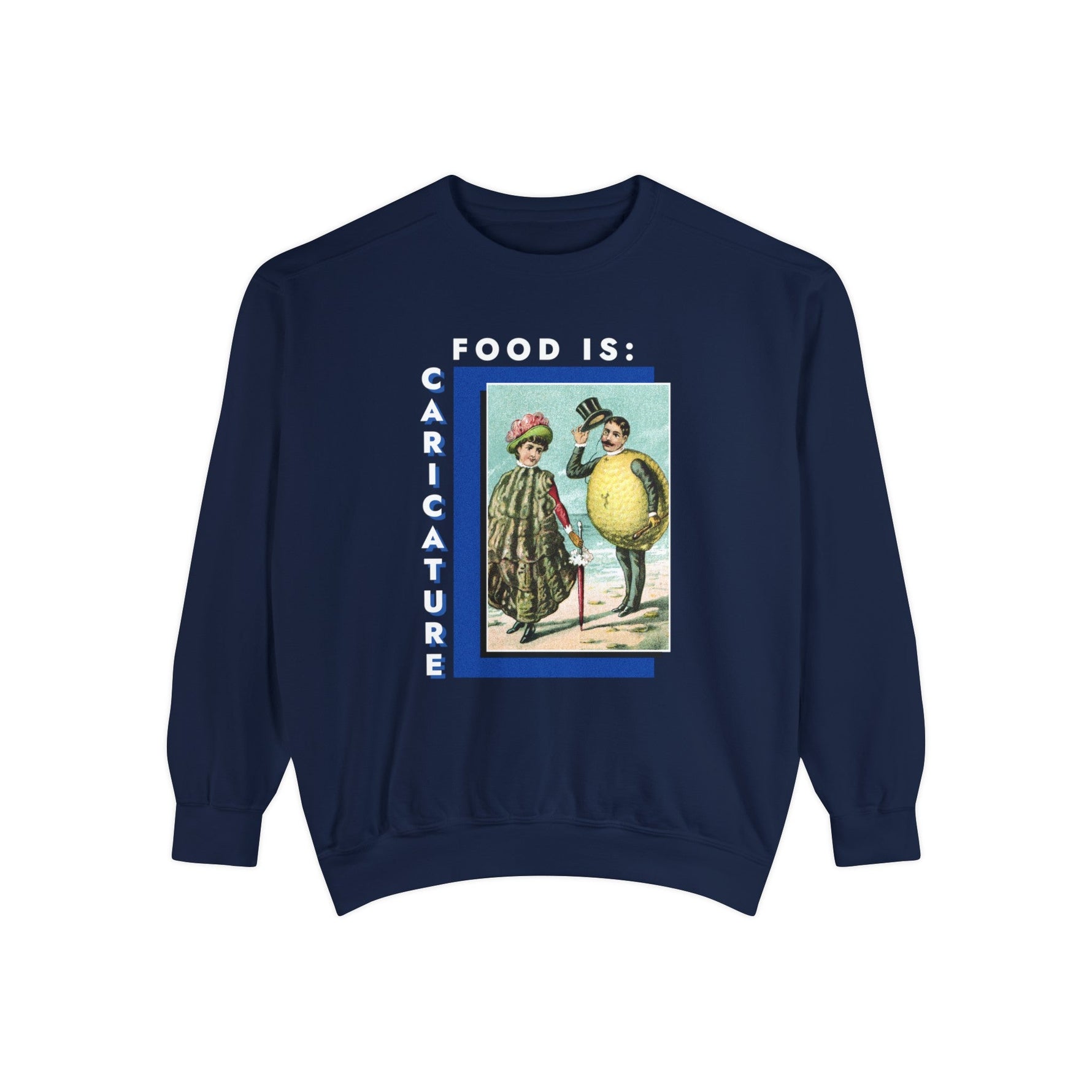 Food is: Caricature | Unisex Sweatshirt - Lemon and Oyster Personas-Sweatshirt-gift ideas for foodies-Knife Shift