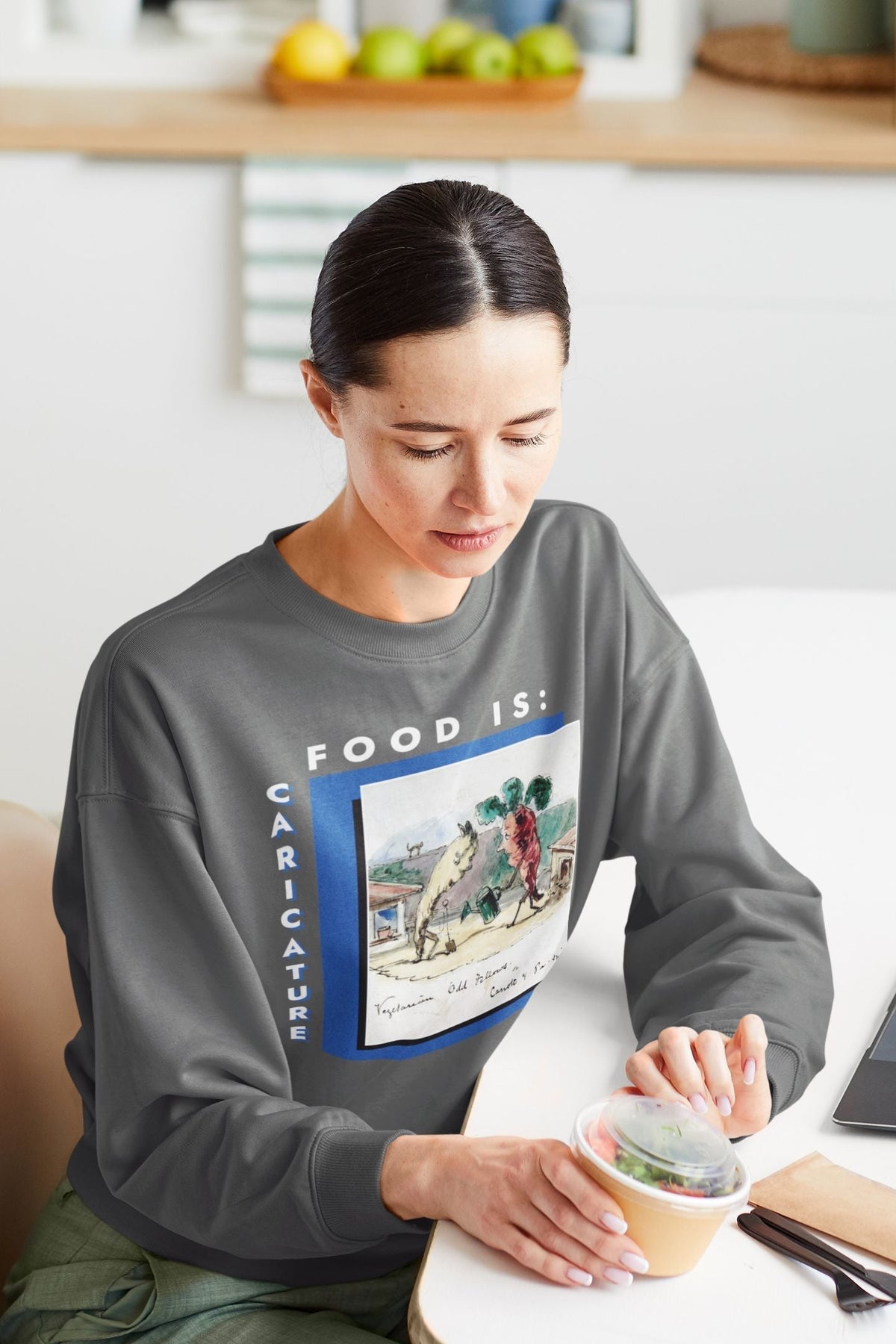 Food is: Caricature | Unisex Sweatshirt - Vegetable Fellows-Sweatshirt-gift ideas for foodies-Knife Shift