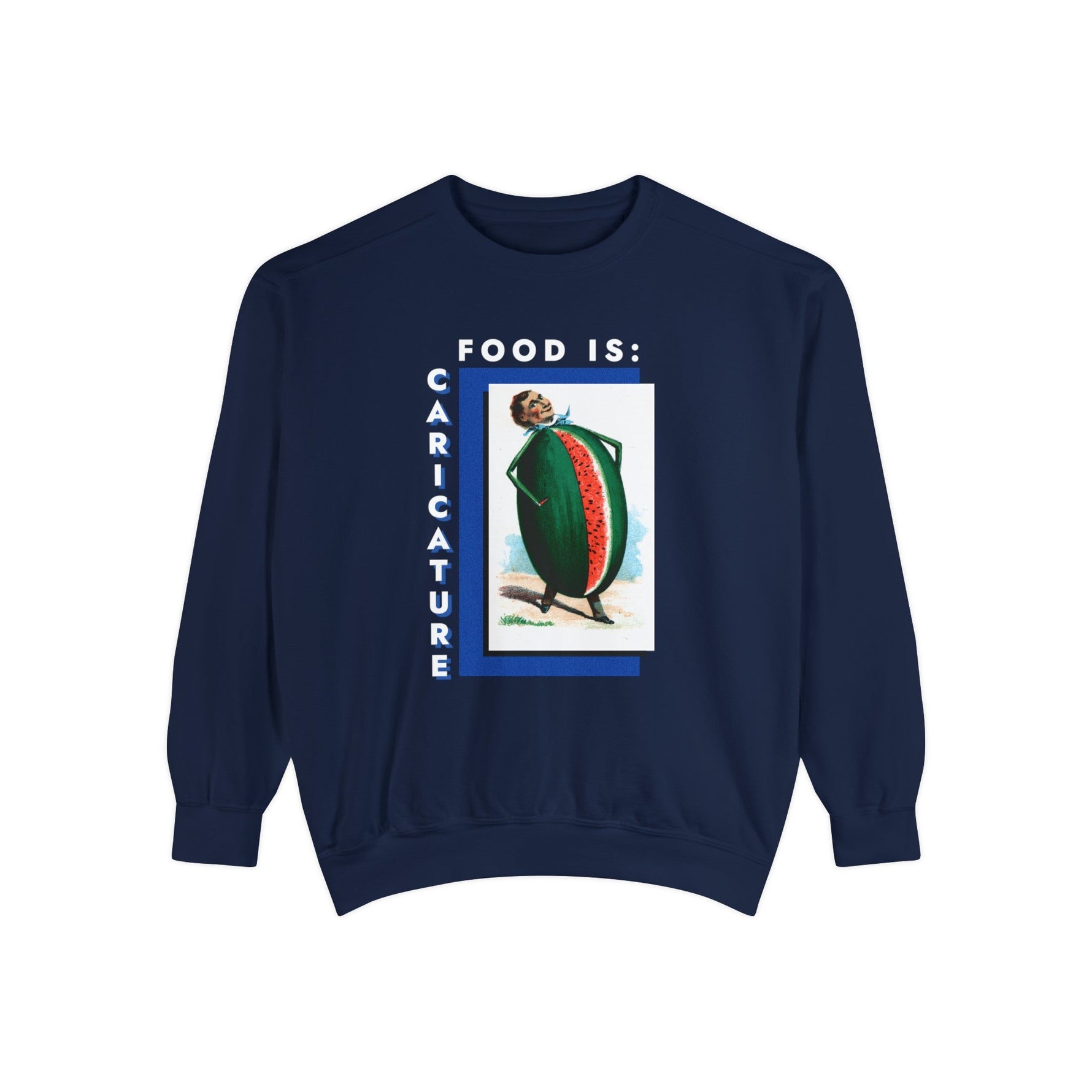 Food is: Caricature | Unisex Sweatshirt - Watermelon Man-Sweatshirt-gift ideas for foodies-Knife Shift