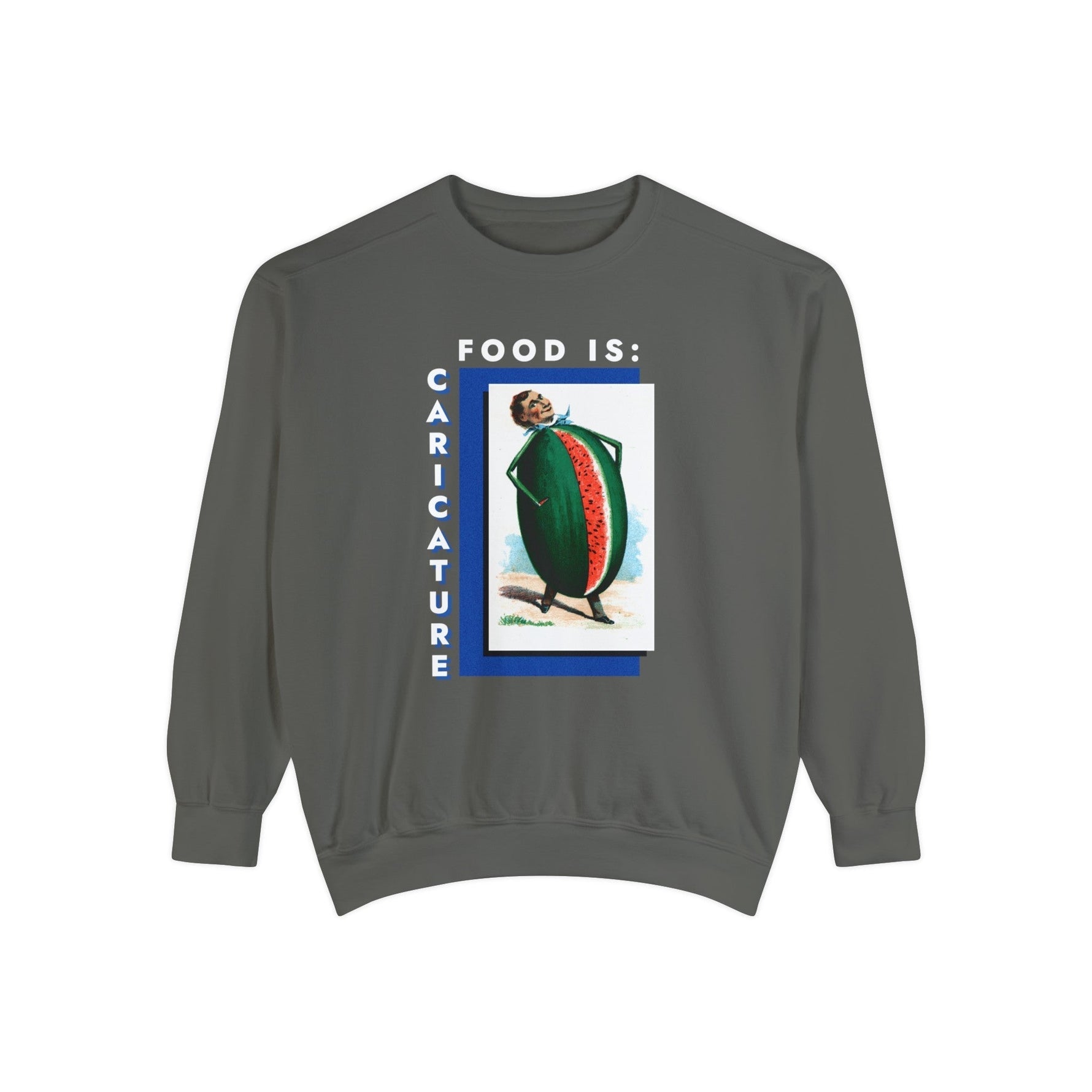 Food is: Caricature | Unisex Sweatshirt - Watermelon Man-Sweatshirt-gift ideas for foodies-Knife Shift