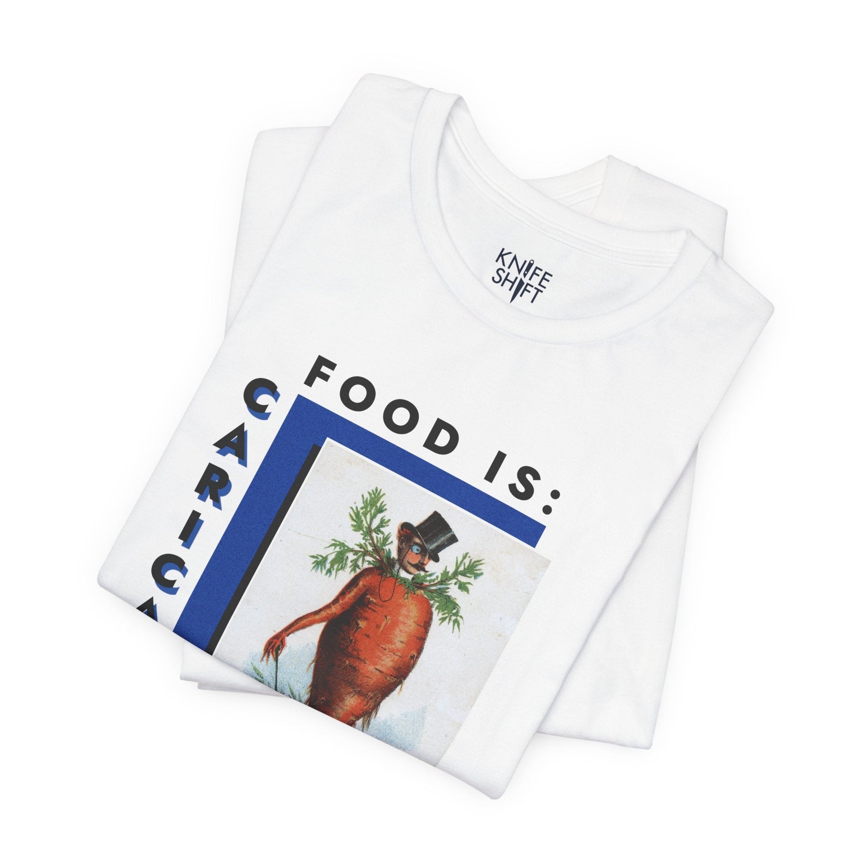 Food is: Caricature | Unisex T-Shirt - Dapper Gentleman Carrot-T-Shirt-gift ideas for foodies-Knife Shift