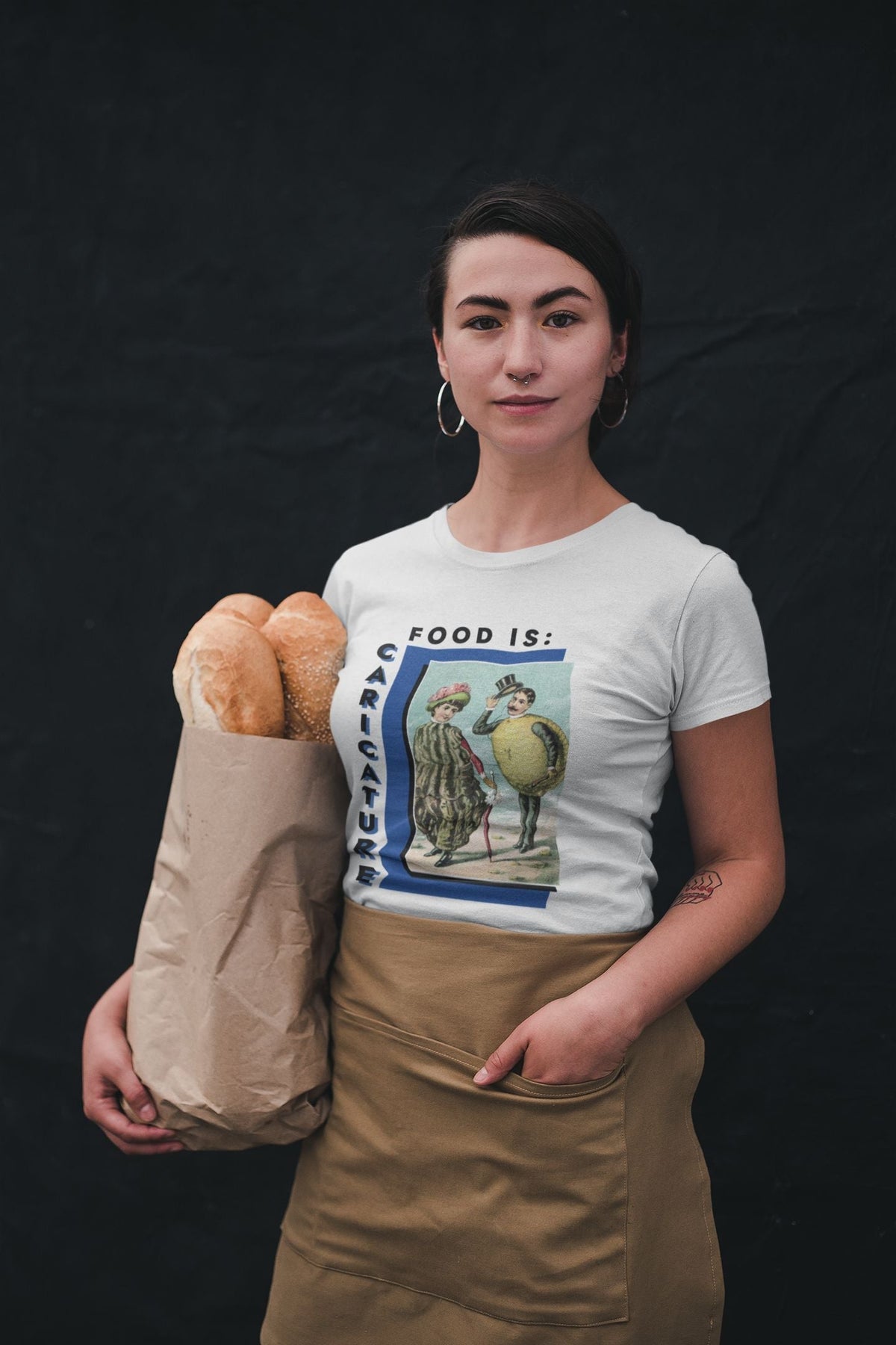 Food is: Caricature | Unisex T-Shirt - Lemon and Oyster Personas-T-Shirt-gift ideas for foodies-Knife Shift