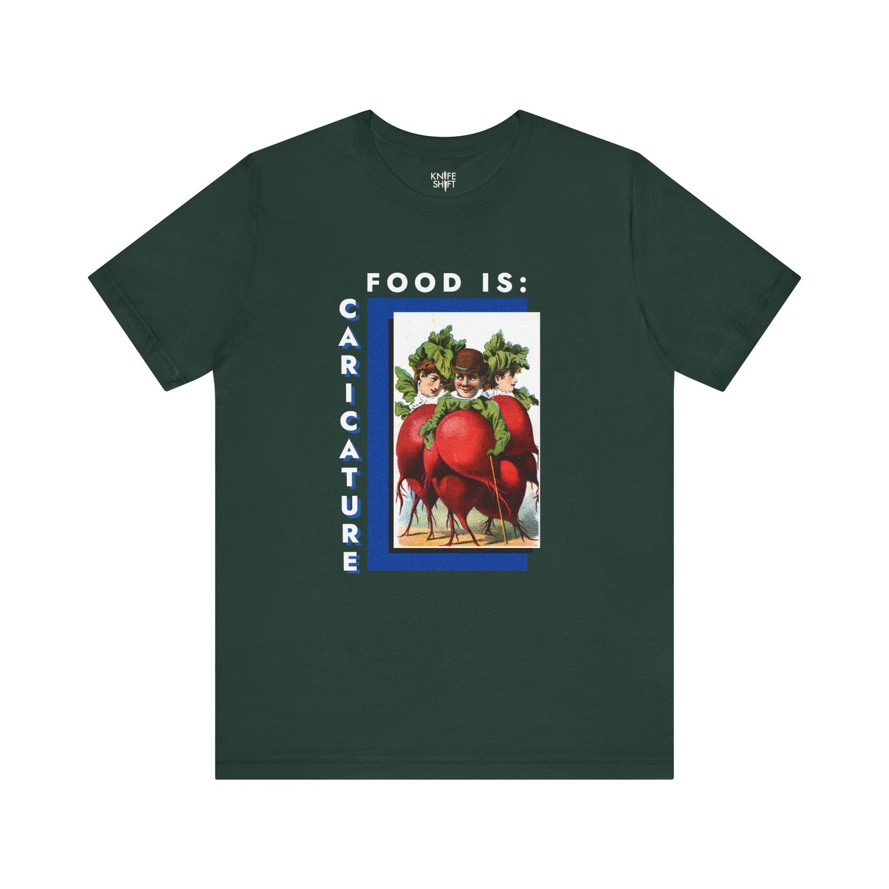 Food is: Caricature | Unisex T-Shirt - Three Radish People-T-Shirt-gift ideas for foodies-Knife Shift
