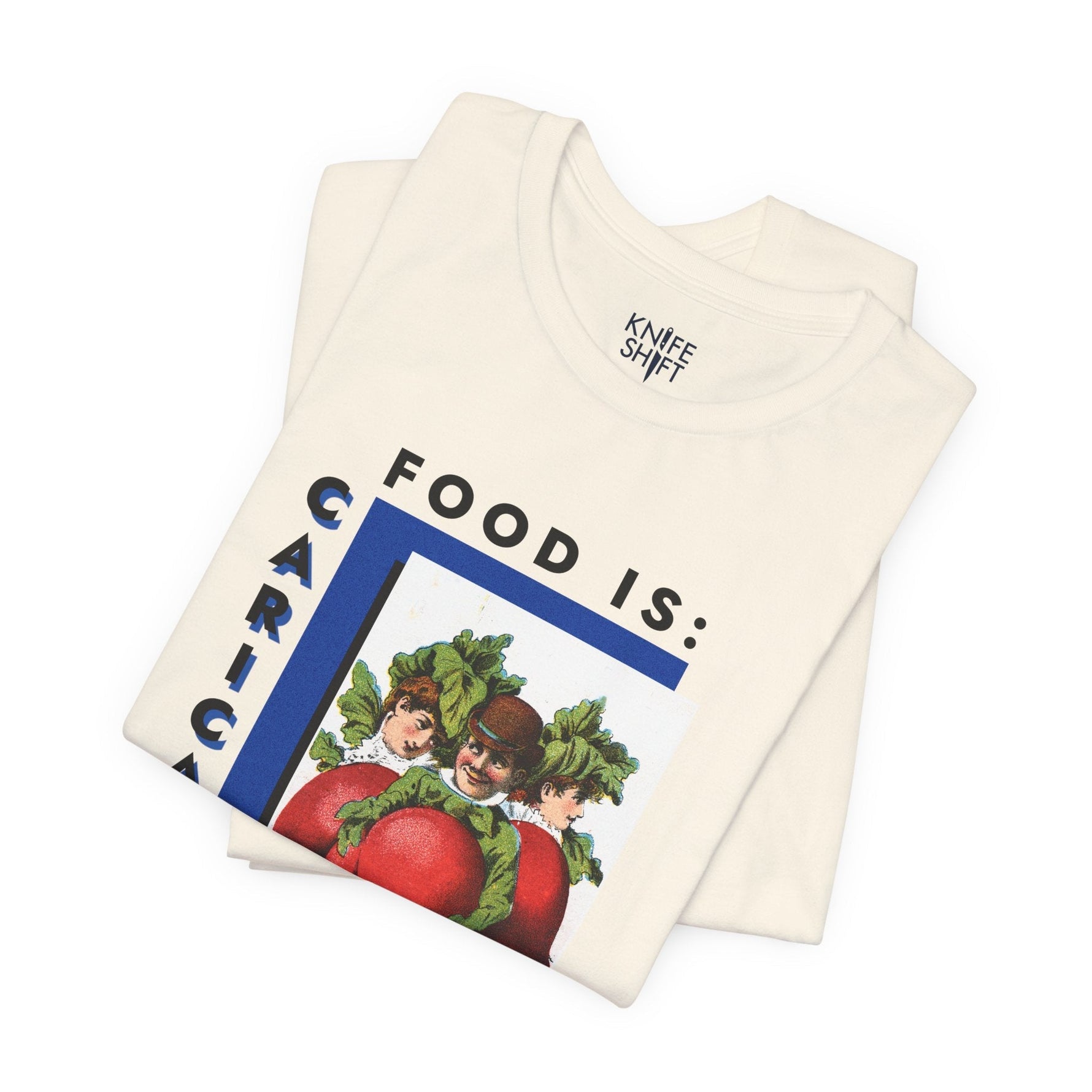 Food is: Caricature | Unisex T-Shirt - Three Radish People-T-Shirt-gift ideas for foodies-Knife Shift