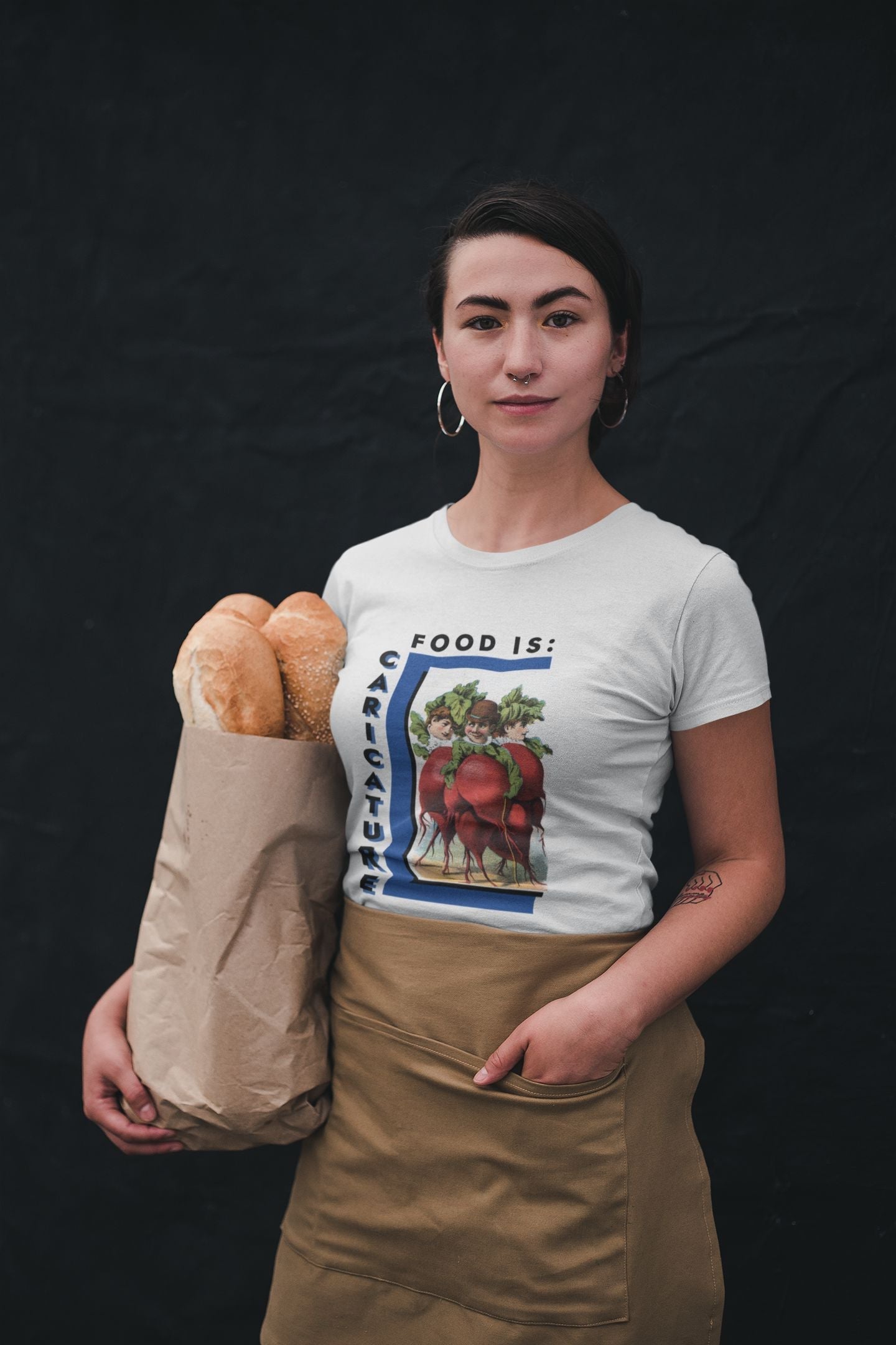 Food is: Caricature | Unisex T-Shirt - Three Radish People-T-Shirt-gift ideas for foodies-Knife Shift