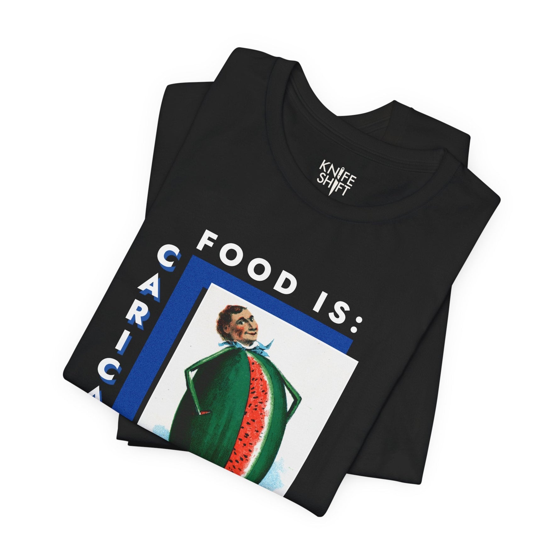 Food is: Caricature | Unisex T-Shirt - Watermelon Man-T-Shirt-gift ideas for foodies-Knife Shift