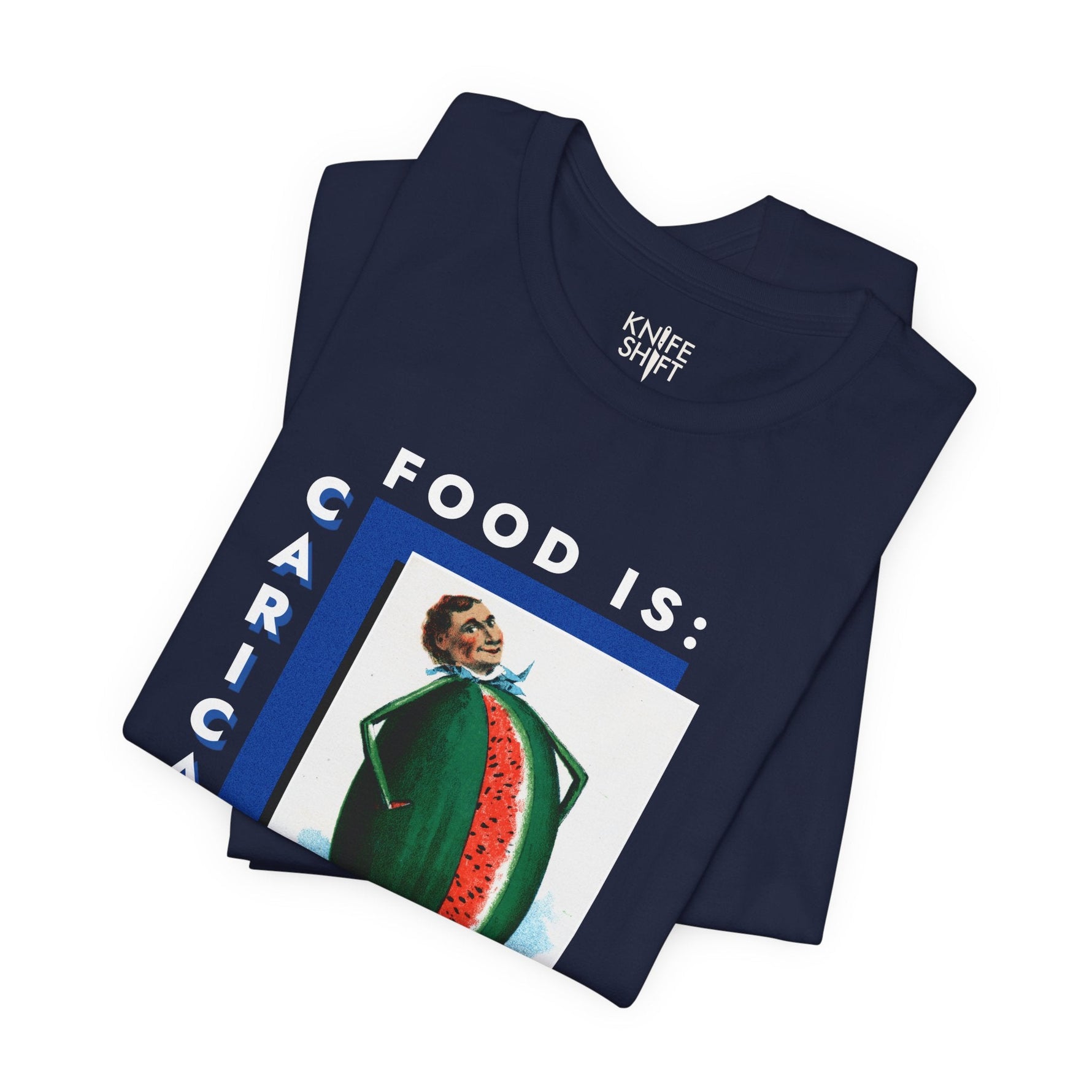 Food is: Caricature | Unisex T-Shirt - Watermelon Man-T-Shirt-gift ideas for foodies-Knife Shift