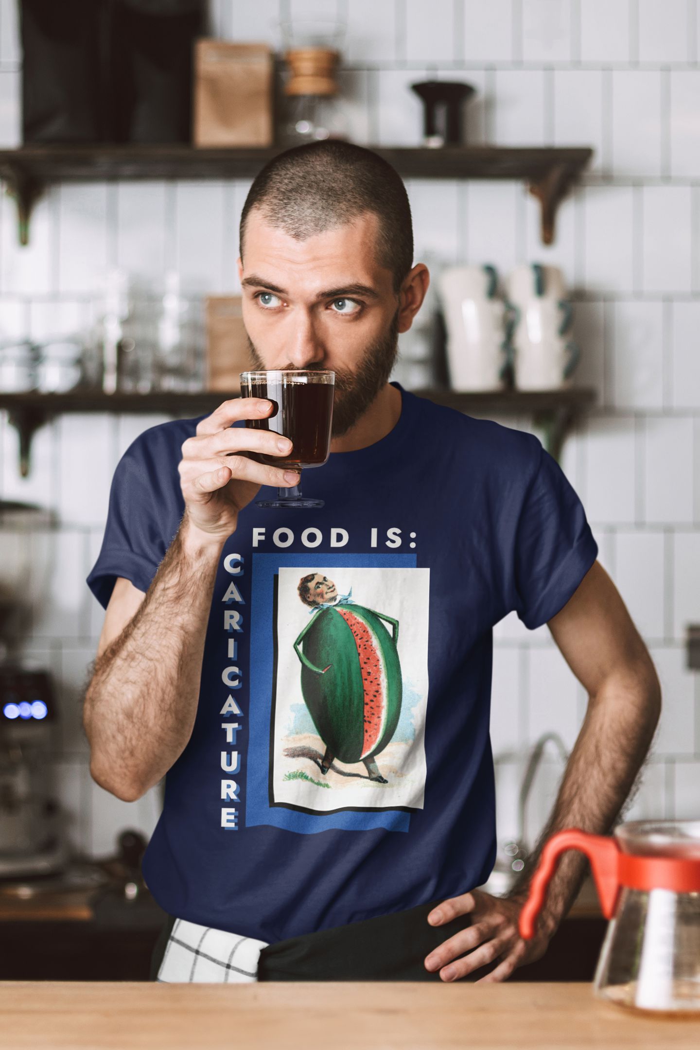 Food is: Caricature | Unisex T-Shirt - Watermelon Man-T-Shirt-gift ideas for foodies-Knife Shift