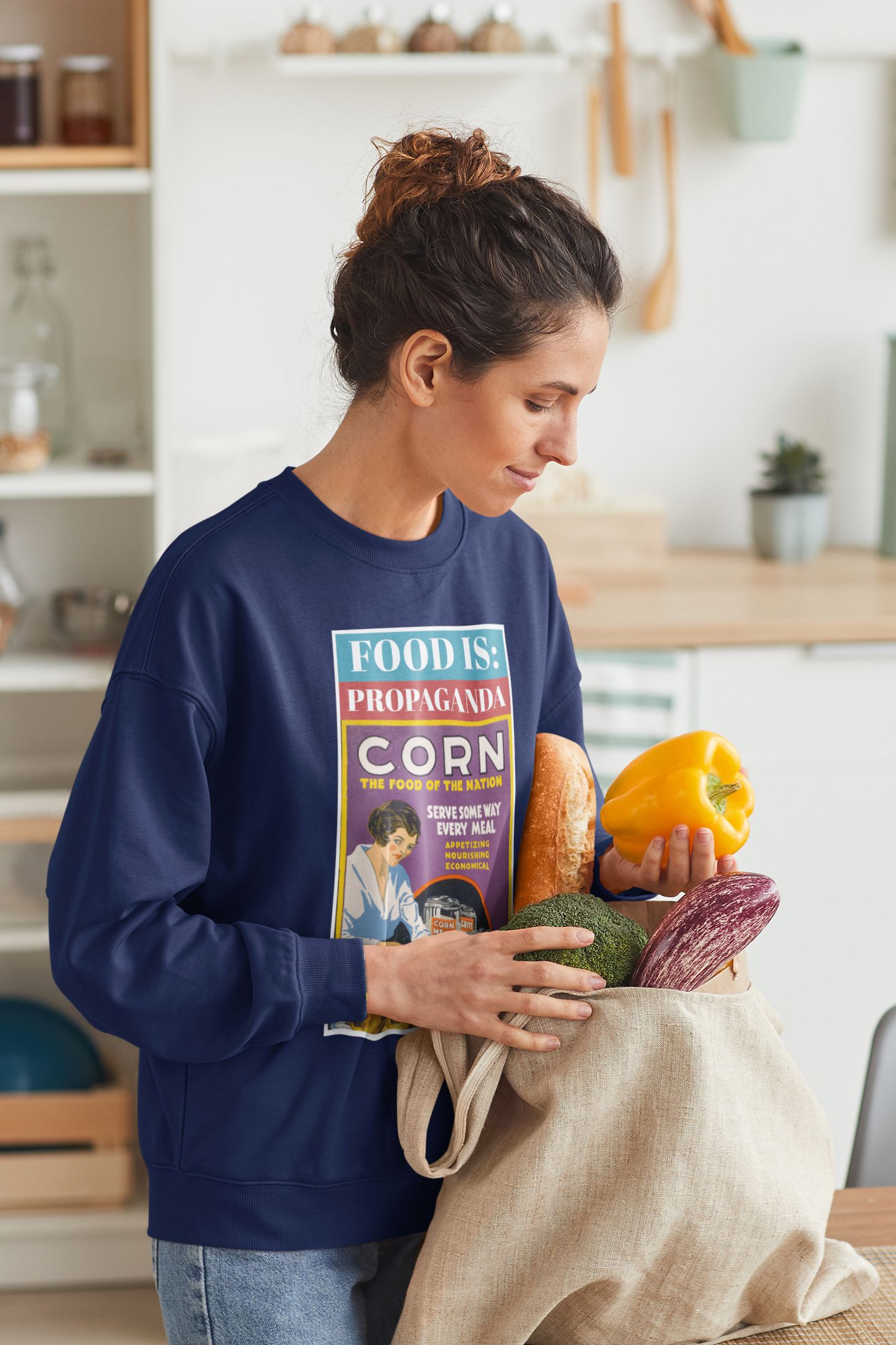 Food is: Propaganda | Unisex Sweatshirt - Corn the Food of the Nation-Sweatshirt-gift ideas for foodies-Knife Shift