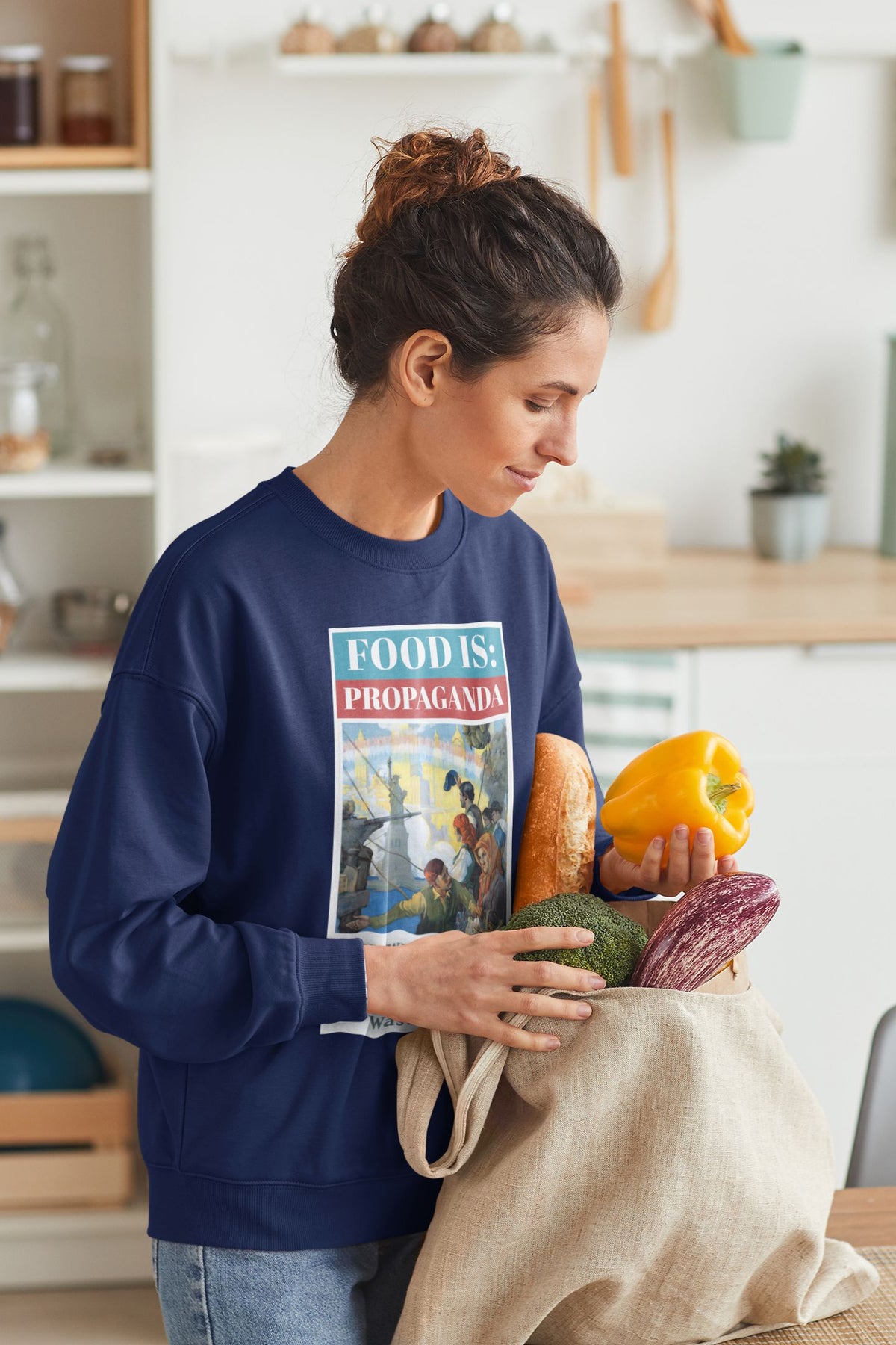 Food is: Propaganda | Unisex Sweatshirt - Food Will Win the War-Sweatshirt-gift ideas for foodies-Knife Shift