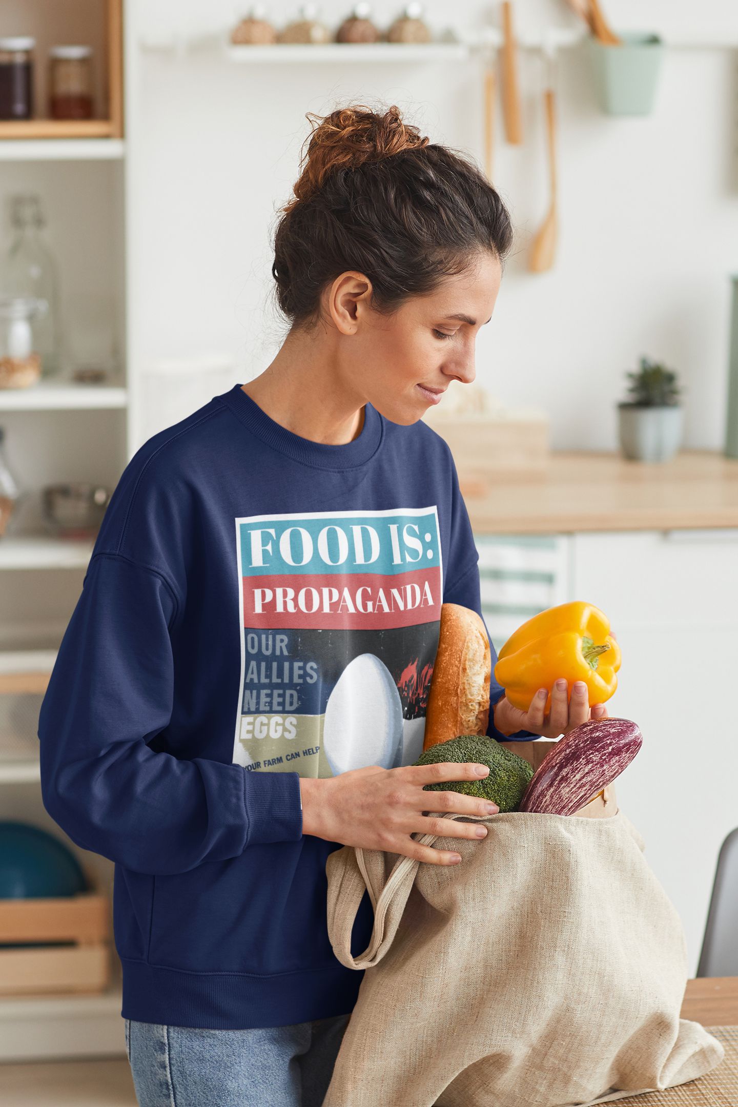 Food is: Propaganda | Unisex Sweatshirt - Our Allies Need Eggs-Sweatshirt-gift ideas for foodies-Knife Shift