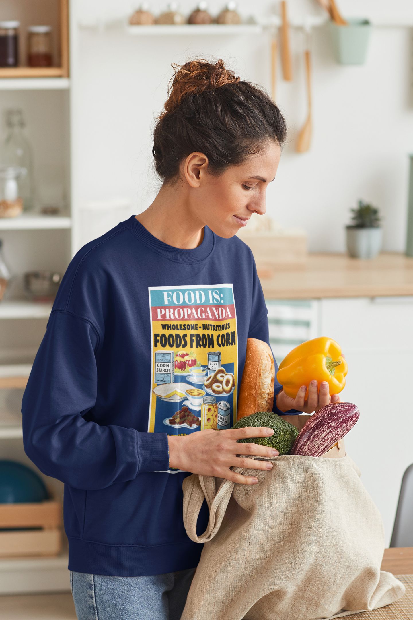 Food is: Propaganda | Unisex Sweatshirt - Promoting Use of Corn-Sweatshirt-gift ideas for foodies-Knife Shift