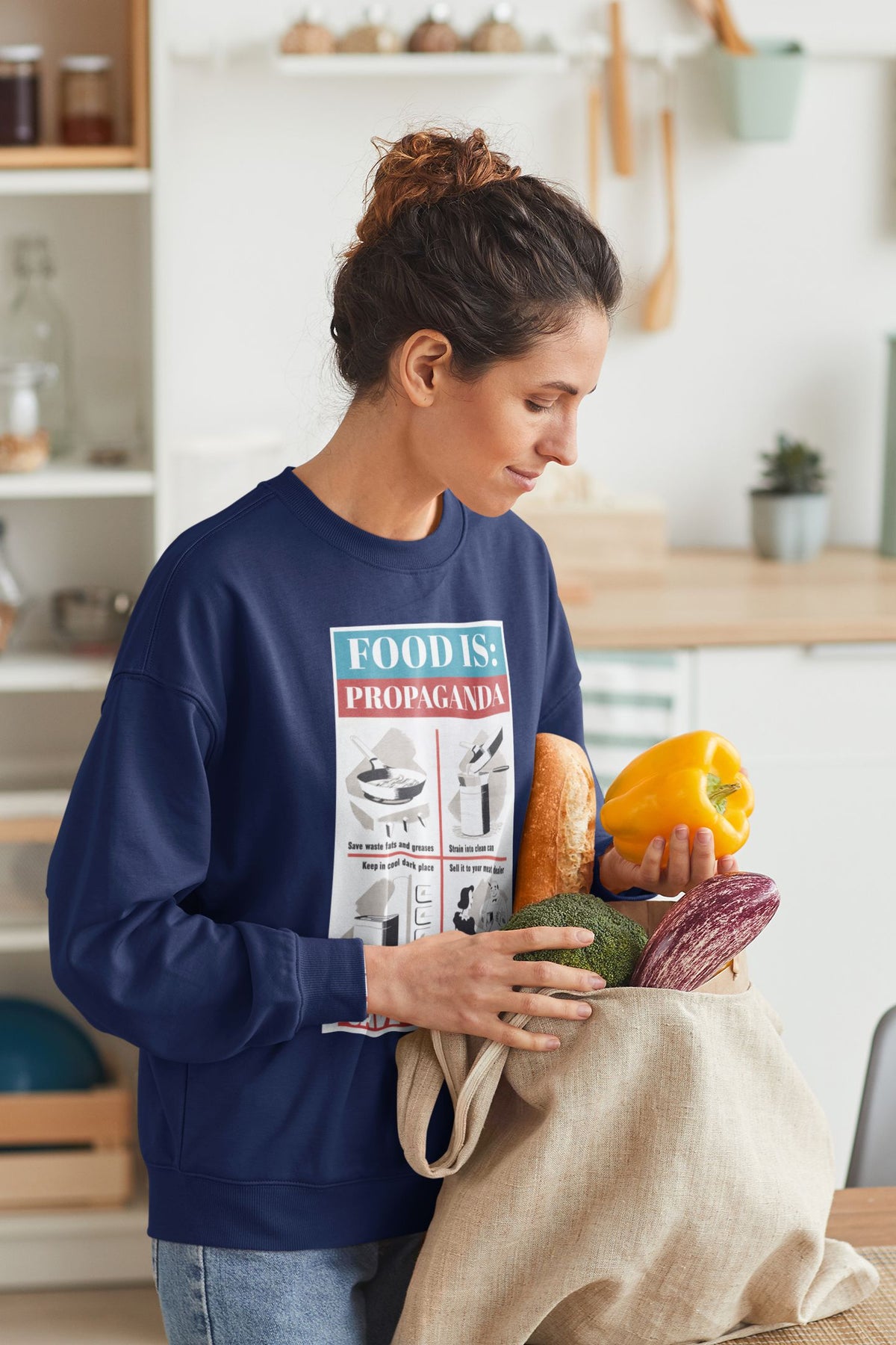 Food is: Propaganda | Unisex Sweatshirt - Save Waste Fats-Sweatshirt-gift ideas for foodies-Knife Shift