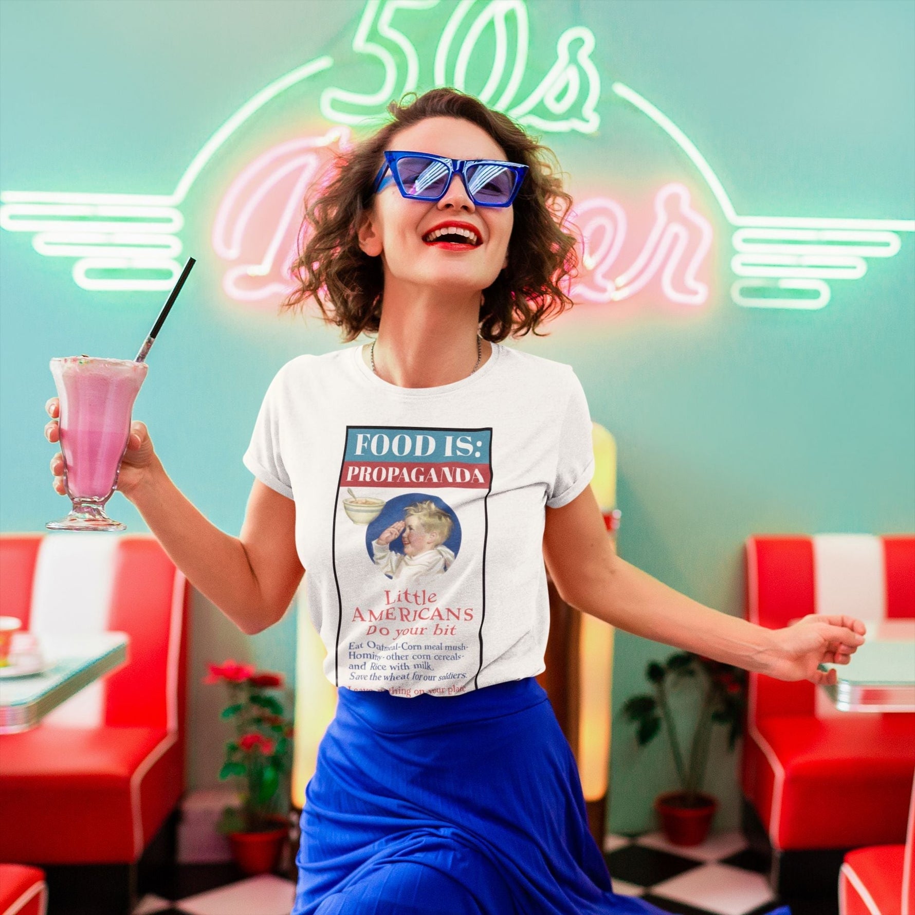 Food is: Propaganda | Unisex T-Shirt - Little Americans, Do Your Bit-T-Shirt-gift ideas for foodies-Knife Shift