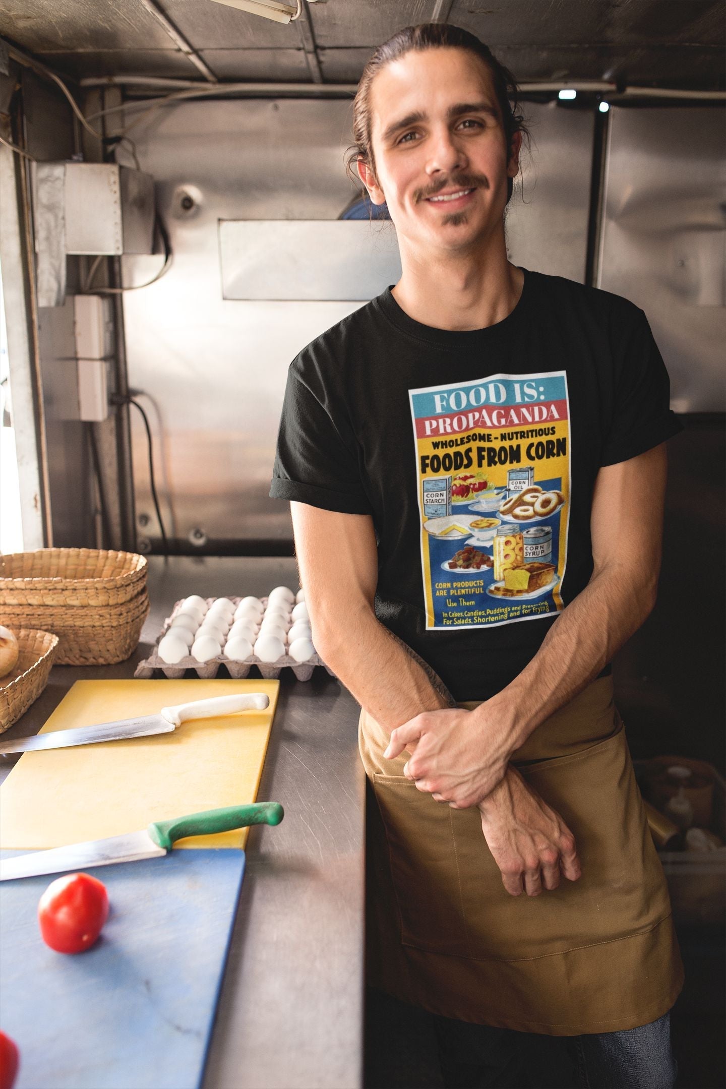 Food is: Propaganda | Unisex T-Shirt - Promoting Use of Corn-T-Shirt-gift ideas for foodies-Knife Shift