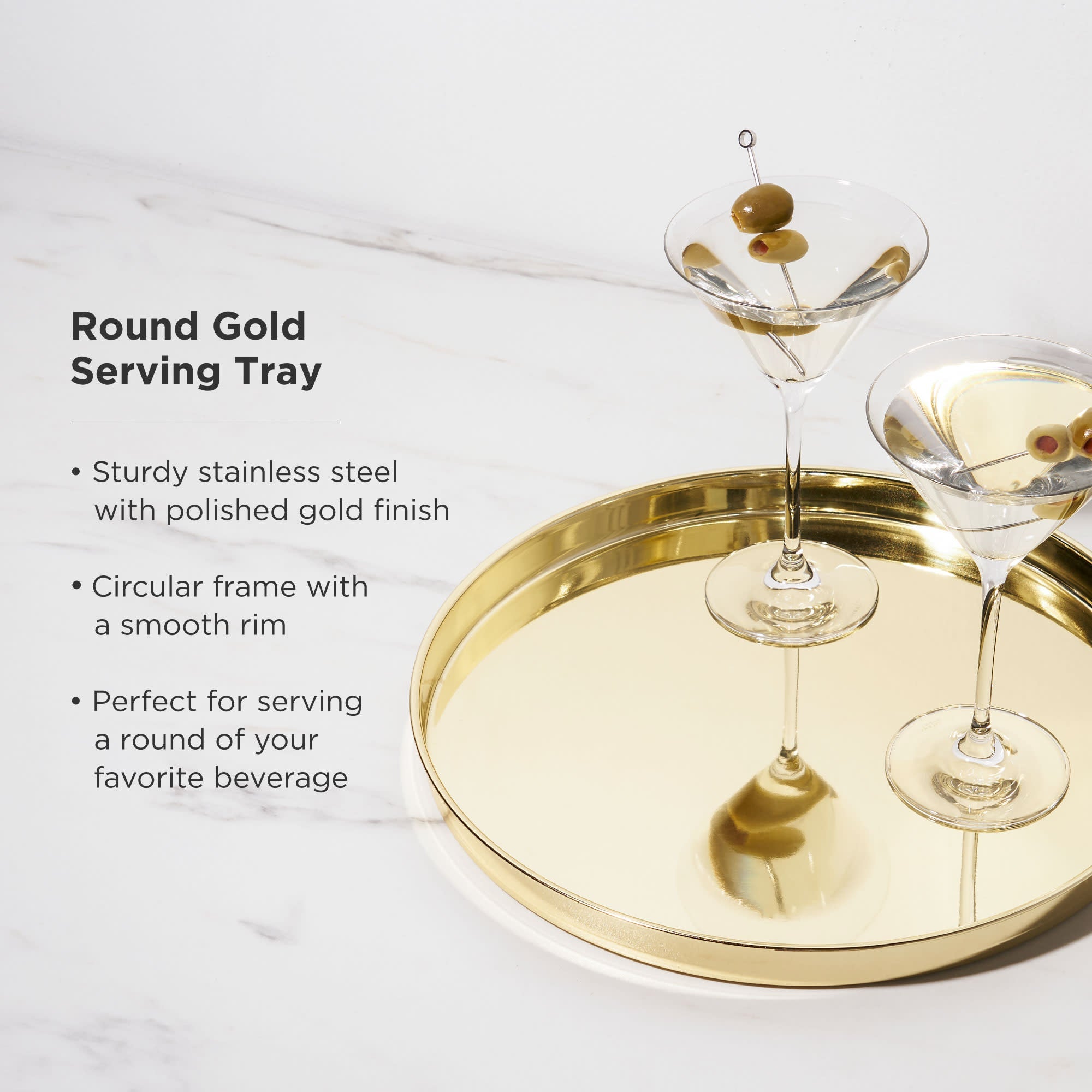 Round Serving Tray in Gold - Thumbnail 5