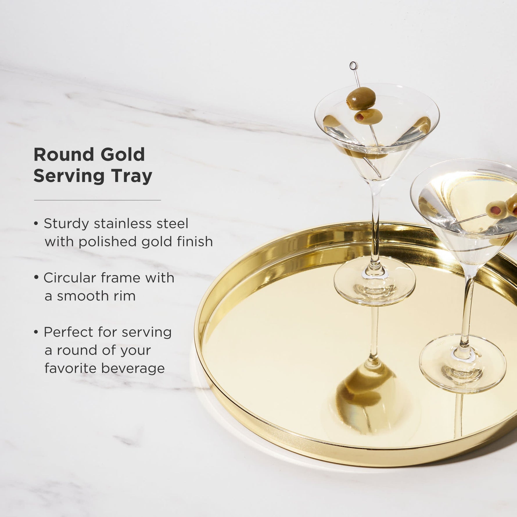 Round Serving Tray in Gold - Knife Shift
