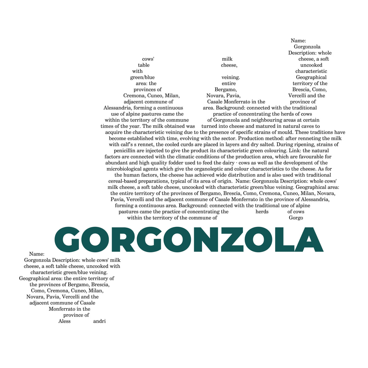 Gorgonzola Cheese Map - Pocket T-shirt-T-Shirt-gift ideas for foodies-Knife Shift
