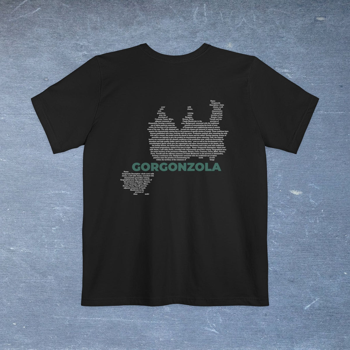Gorgonzola Cheese Map - Pocket T-shirt-T-Shirt-gift ideas for foodies-Knife Shift