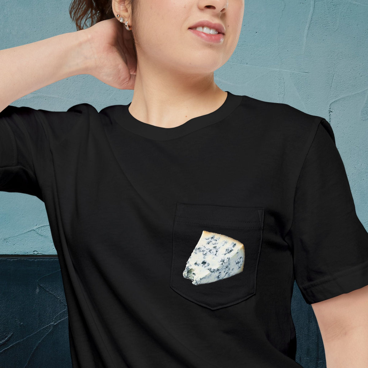 Gorgonzola Cheese Map - Pocket T-shirt-T-Shirt-gift ideas for foodies-Knife Shift