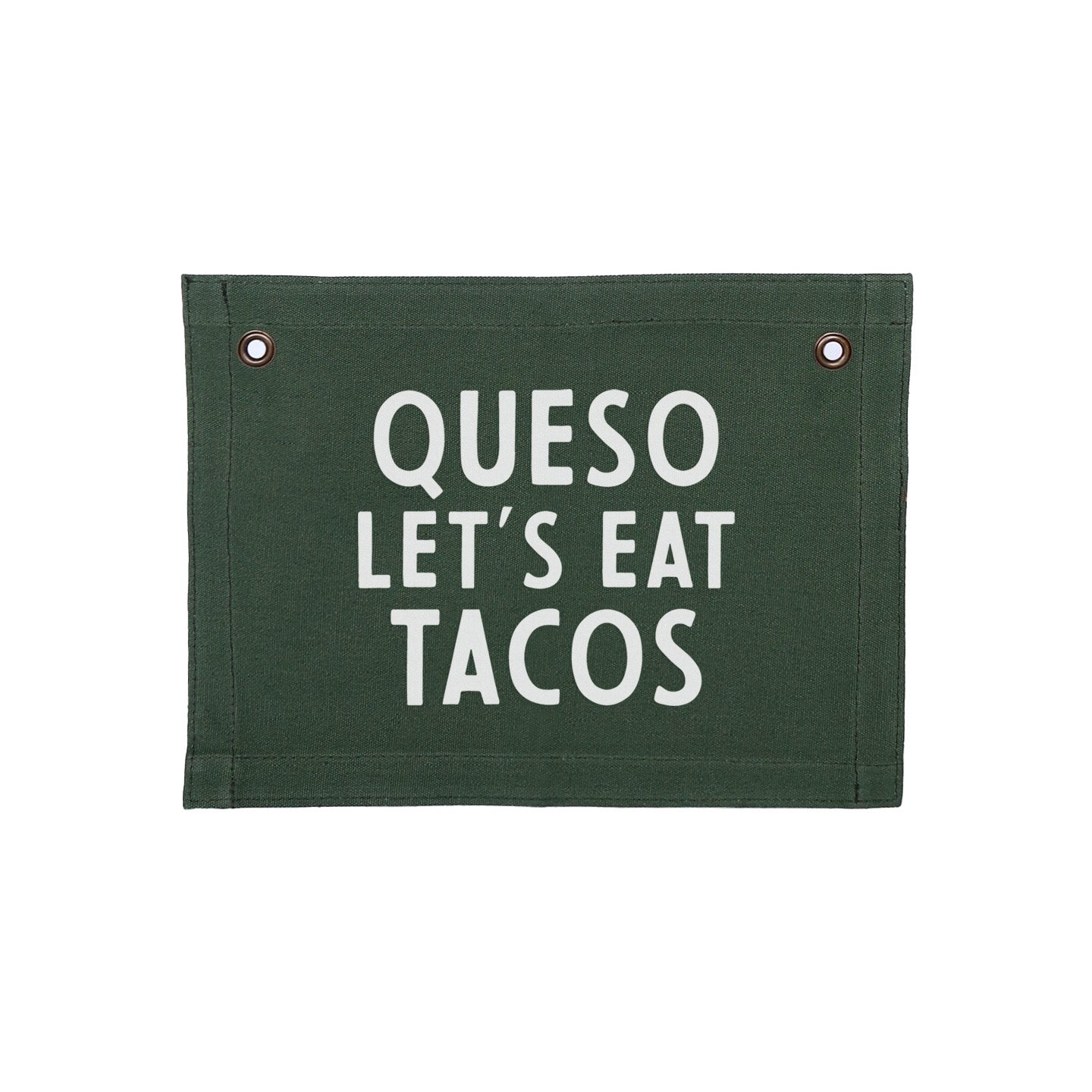 Queso Let's Eat Tacos Small Canvas Flag - Knife Shift