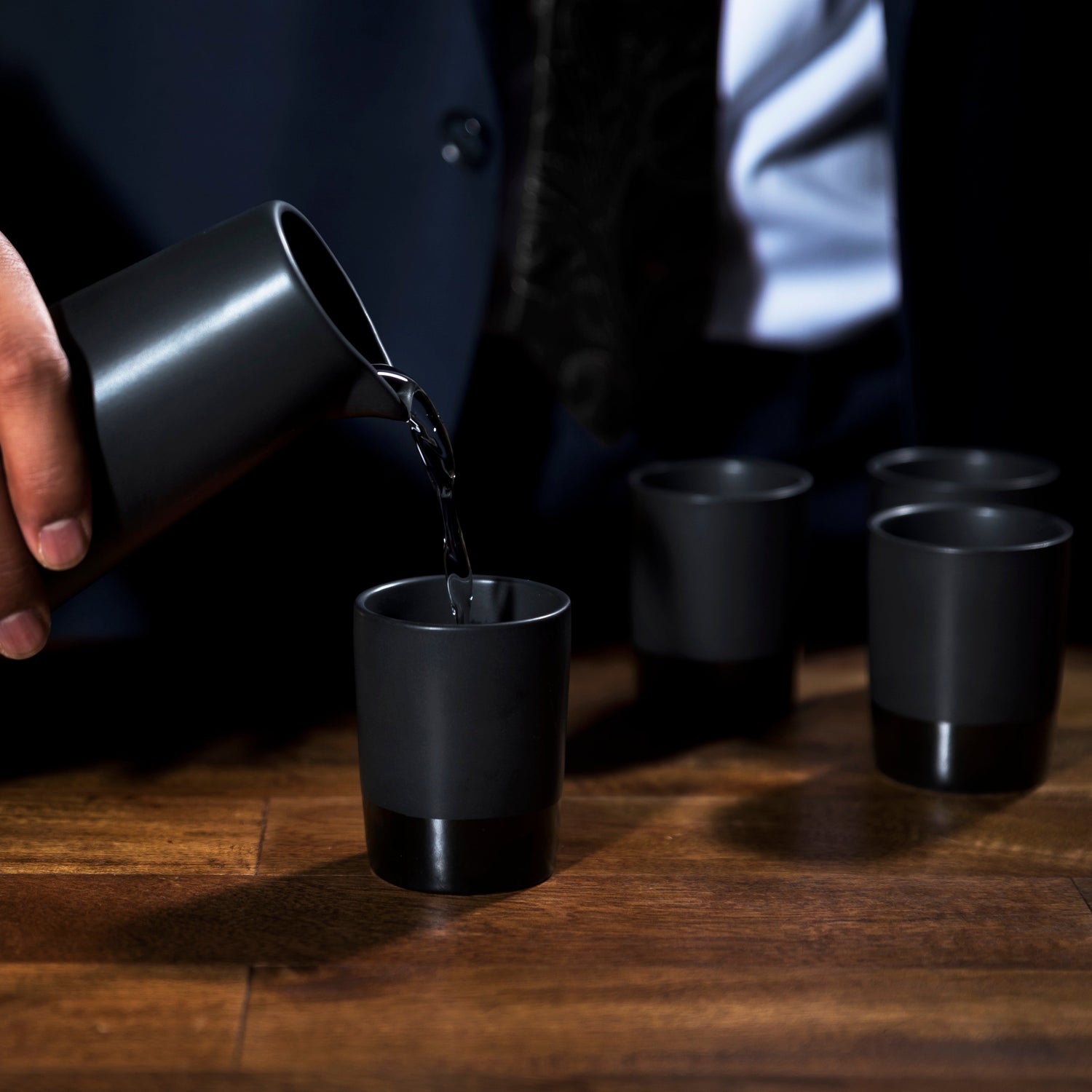 5-Piece Stoneware Sake Set in Black - Knife Shift