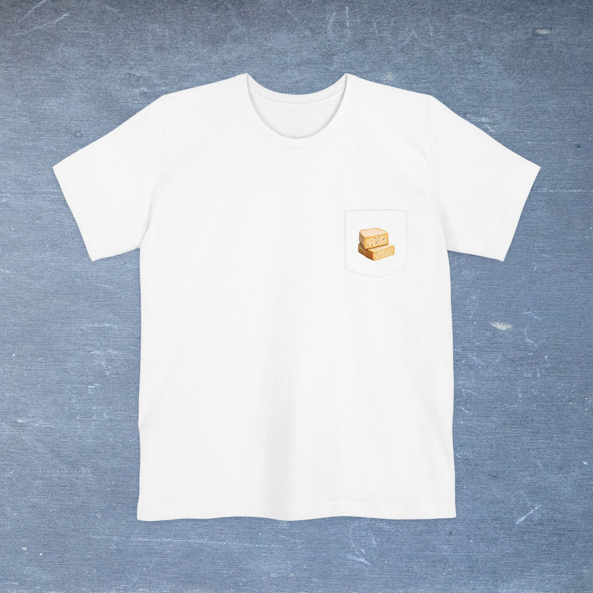 Havarti Cheese Map - Pocket T-shirt-T-Shirt-gift ideas for foodies-Knife Shift