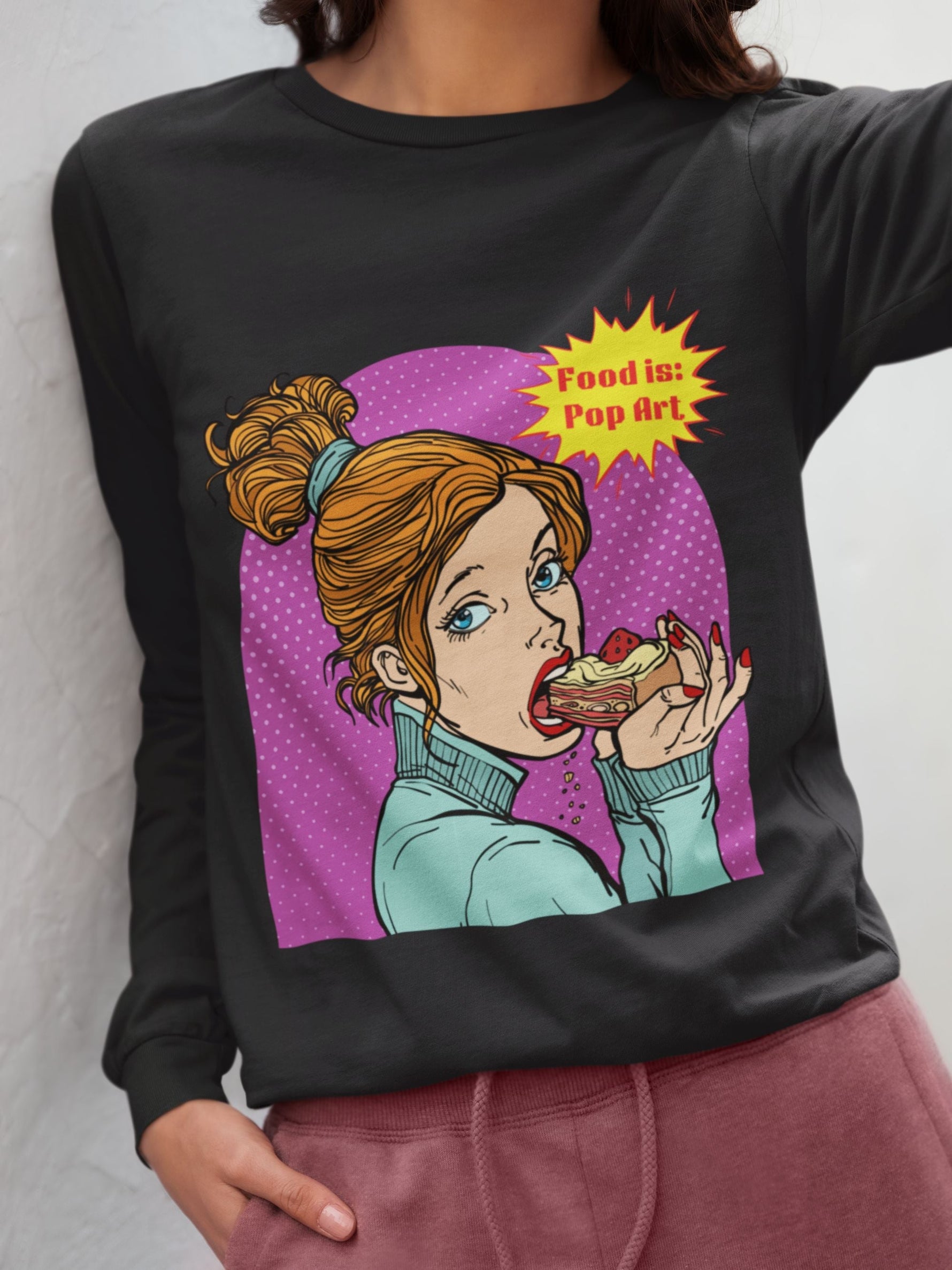 Have Your Cake! - Food Pop Art Long Sleeve Tee-Long-sleeve-gift ideas for foodies-Knife Shift