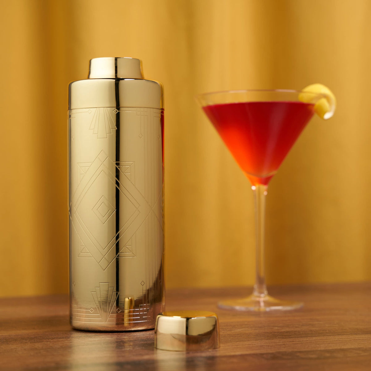 Art Deco Cocktail Shaker in Gold - Knife Shift