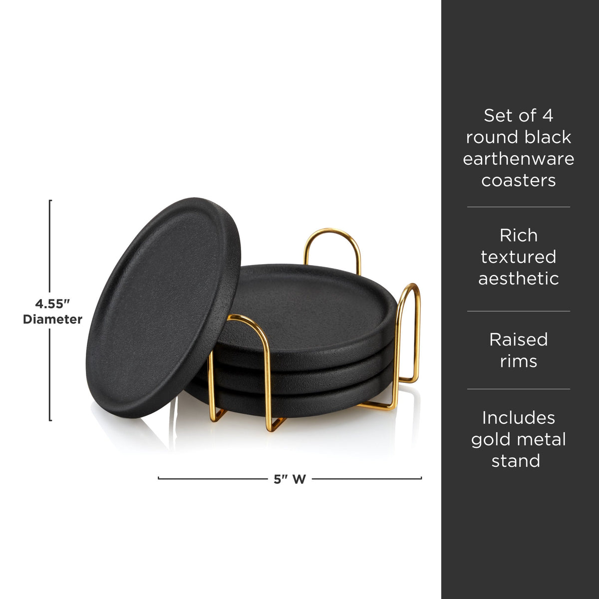 Earthenware Coasters with Stand Set of 4 - Knife Shift