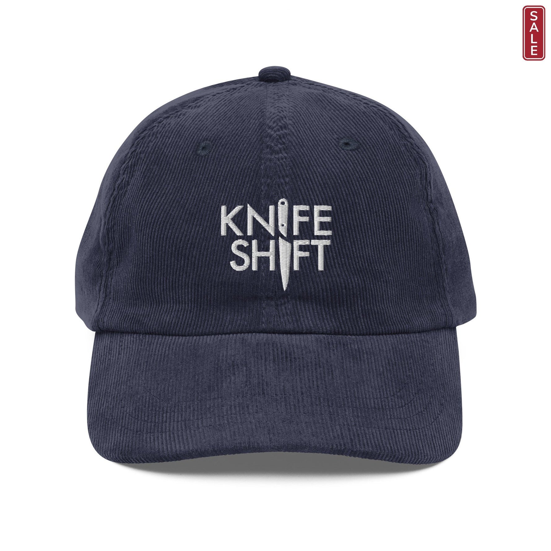 Knife Shift Logo - Embroidered Vintage Corduroy Cap-Embroidered Hats-gift ideas for foodies-Knife Shift