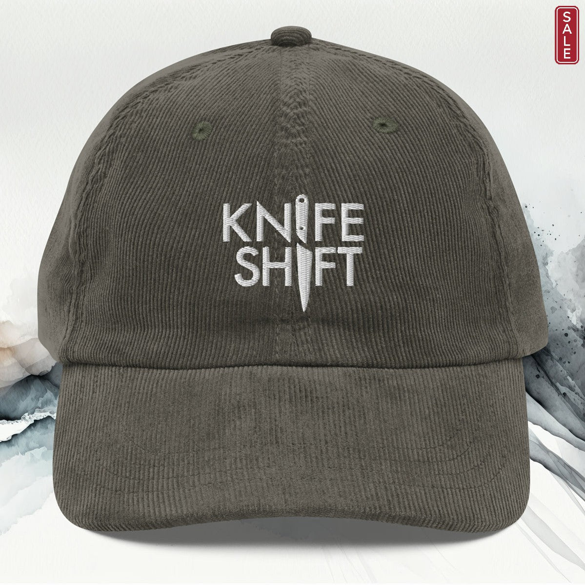 Knife Shift Logo - Embroidered Vintage Corduroy Cap-Embroidered Hats-gift ideas for foodies-Knife Shift