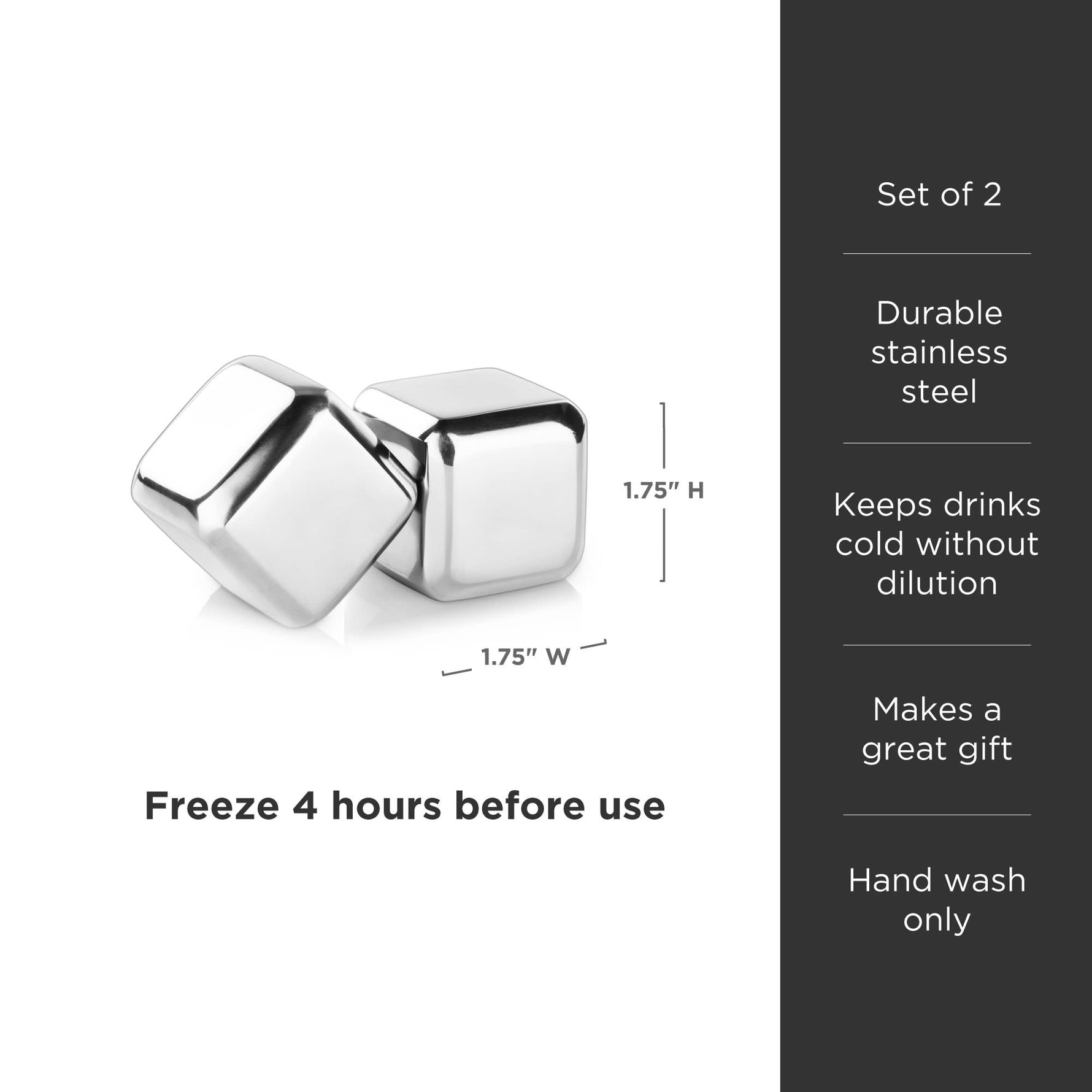 Glacier Rocks Large Stainless Steel Cube Set of 2 - Knife Shift