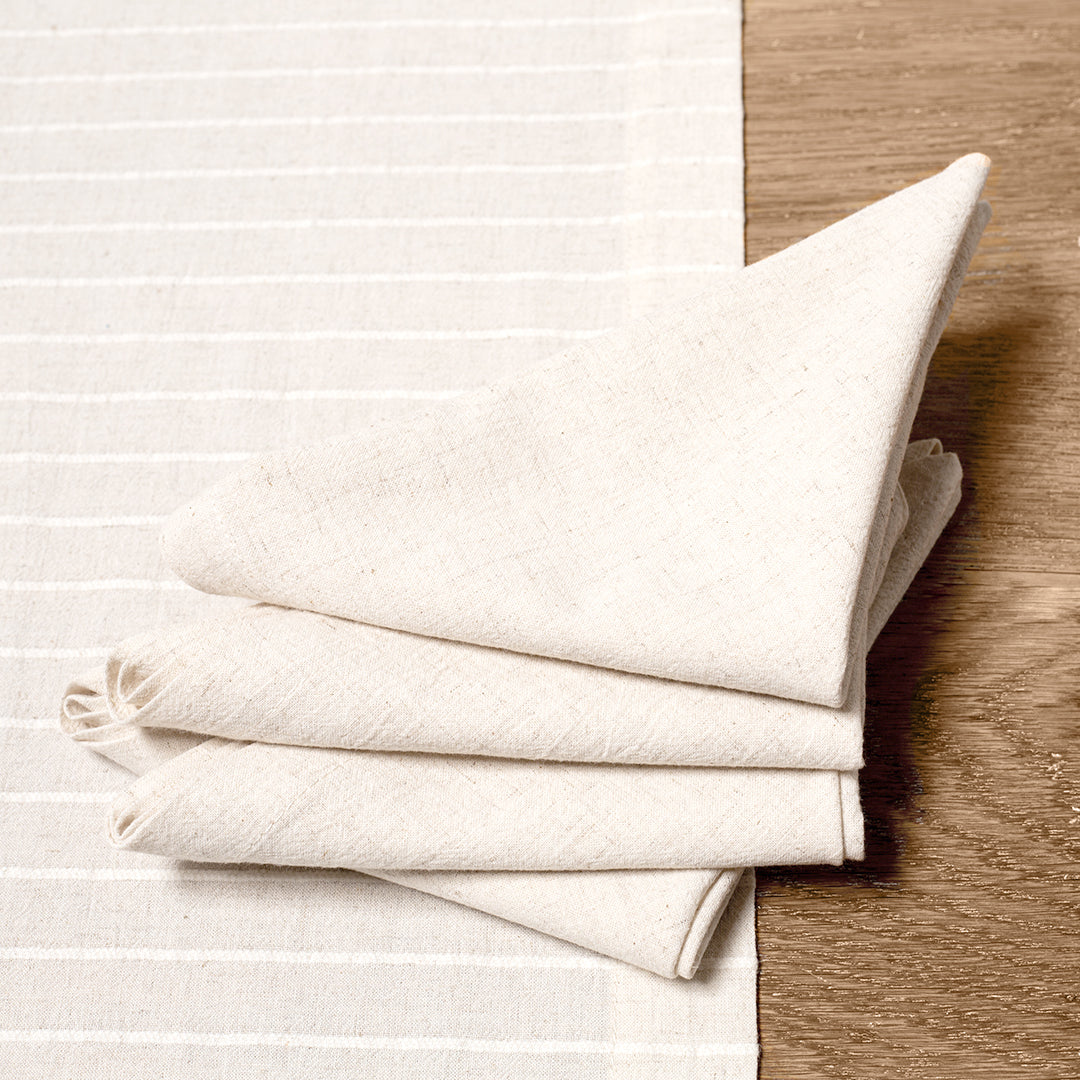 Washed Linen-Cotton set of 4 Napkins- Natural Linen - Knife Shift